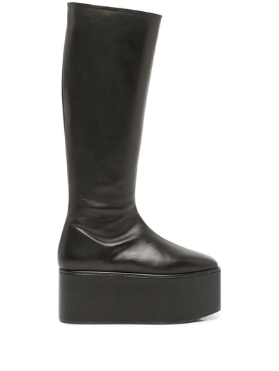 Molly Goddard Athena Platform-sole Tall Boots In Black