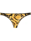 Versace Barocco-print Thong Briefs In Yellow