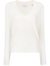 Equipment V-neck Long-sleeved Cashmere Jumper In Nature White