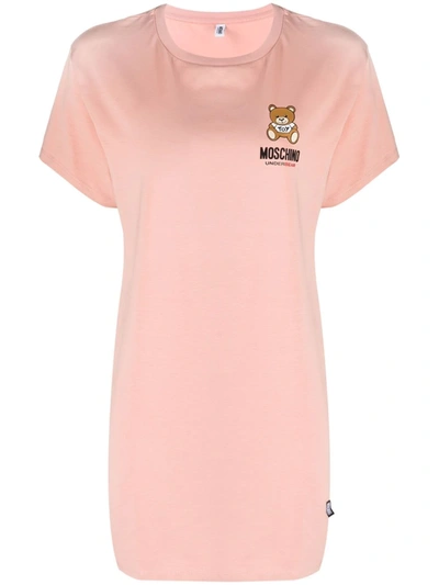 Moschino Teddy Print Longline T-shirt In Pink