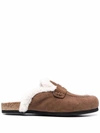 JW ANDERSON SHEARLING-TRIM SLIP-ON LOAFERS