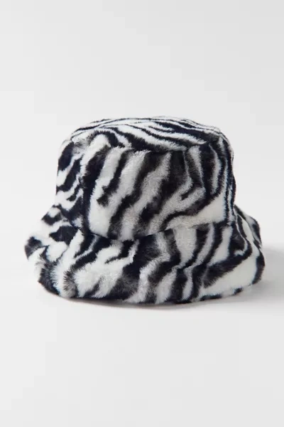 Urban Outfitters Roxxi Faux Fur Bucket Hat In Zebra