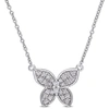 Amour 1/8 Ct Tdw Diamond Butterfly Pendant With Chain In 10k White Gold In White