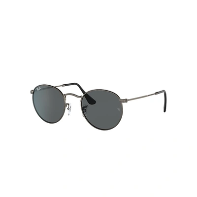 Ray Ban Round Metal Antiqued Sunglasses Antique Gunmetal Frame Grey Lenses 50-21