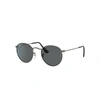Ray Ban Round Metal Antiqued Sunglasses Antique Gunmetal Frame Grey Lenses 47-21 In Antique Gunmetal
