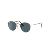 RAY BAN SUNGLASSES UNISEX ROUND METAL ANTIQUED - ANTIQUE COPPER FRAME BLUE LENSES 47-21