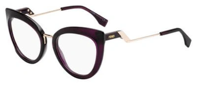 Fendi Transparent Cat Eye Ladies Eyeglasses Ff 0334 00t7 51 In Purple