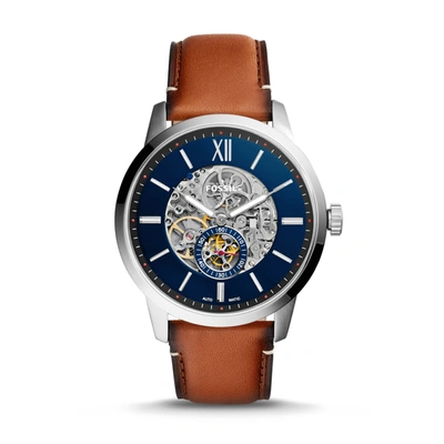 Fossil Townsman Automatic Skeleton Blue Dial Mens Watch Me3154 In Blue / Brown / Skeleton