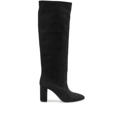 Via Roma 15 Schwarz Wildleder Hoher Stiefel Mit Absatz In Black