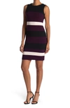 Tommy Hilfiger Colorblock Stripe Crepe Sheath Dress In Bk/aub/pwd