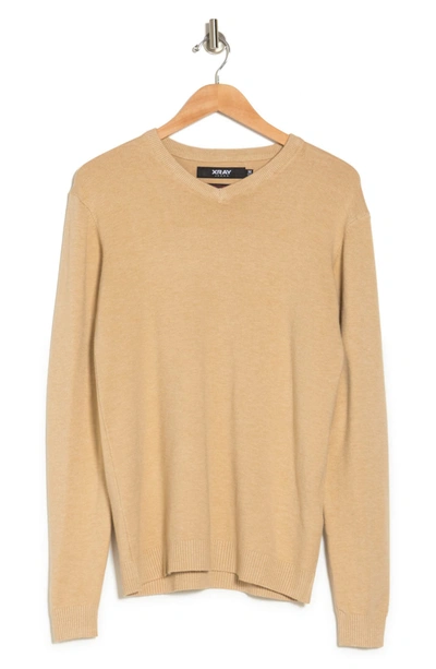 X-ray V-neck Rib Knit Sweater In Oatmeal