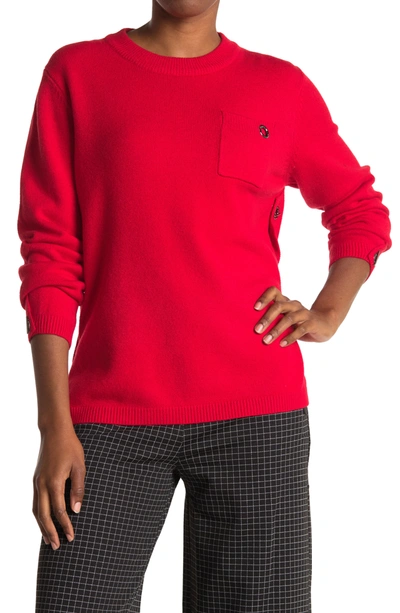 Patrizia Luca Side Grommet Tunic Sweater In Red