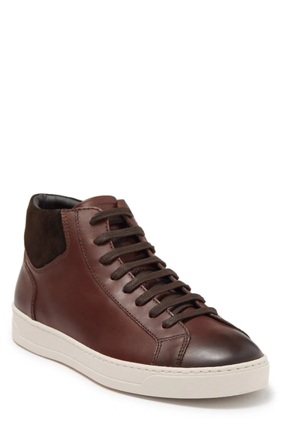 Bruno Magli Dimento Leather High Top Sneaker In Rust