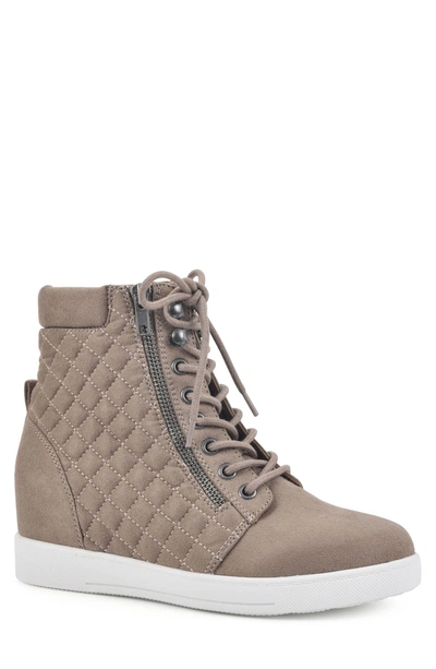 White Mountain Unreal Quilted High Top Sneaker In Sand/fabric