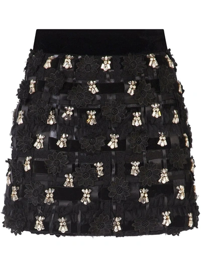 Dolce & Gabbana Embellished A-line Miniskirt In Black