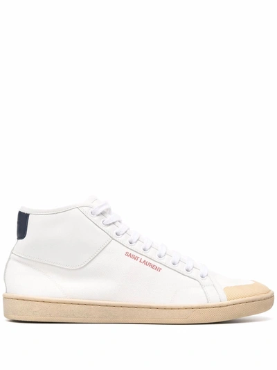 Saint Laurent Logo-print Canvas And Leather High-top Sneakers In White