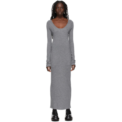 Totême Women's Ribbed Wool Maxi Dress In Grey