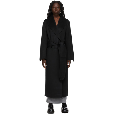 Totême Robe Belted Wool Coat In Black
