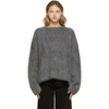 Totême Boxy Alpaca Crewneck Sweater In Dark Grey Melange