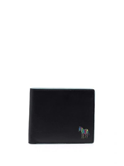 Ps By Paul Smith Zebra Logo Leather Wallet In Black
