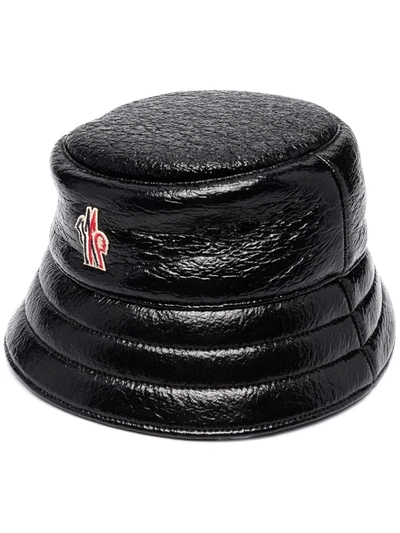 Moncler Women's Fleece-lined Vinyl Bucket Hat In Black