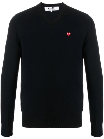 Comme Des Garçons Play Logo-patch Wool Jumper In Black