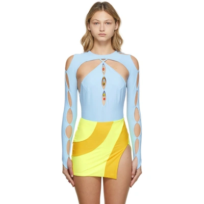 Marshall Columbia Ssense Exclusive Cut-out Sleeve T-shirt In Sky Blue