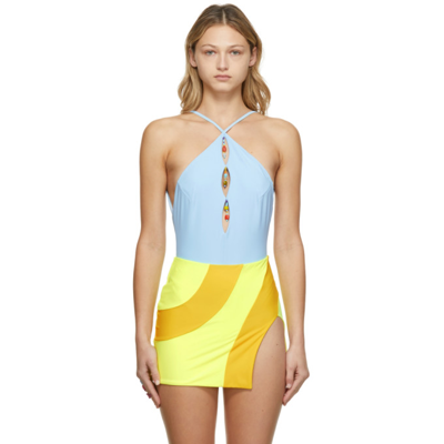 Marshall Columbia Ssense Exclusive Beaded Bodysuit In Sky Blue