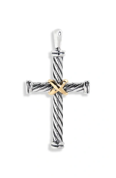 David Yurman Cable Cross Enhancer With 18k Gold In Silver