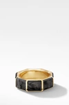 DAVID YURMAN FACETED 18K YELLOW GOLD BAND RING WITH FORGED CARBON,R25149M88BFG10