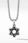 David Yurman Sterling Silver Deco Star Of David Pendant With Pavé Black Diamonds In Silver/ Black Diamond