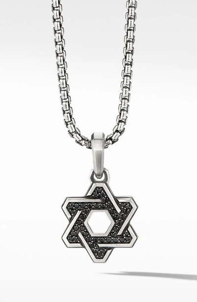 David Yurman Sterling Silver Deco Star Of David Pendant With Pavé Black Diamonds