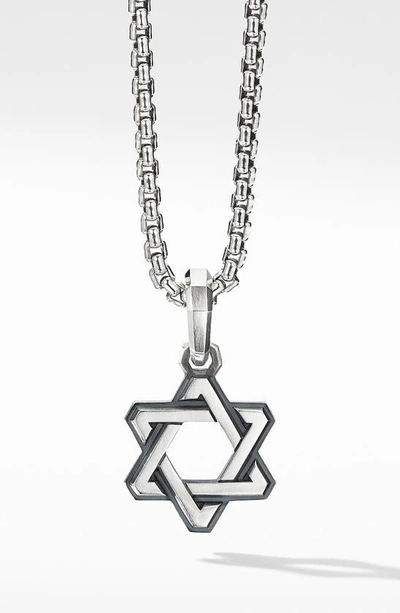 David Yurman Deco Star Of David Sterling Silver Pendant In Black/silver