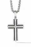 David Yurman Sterling Silver Deco Cross Pendant In Silver