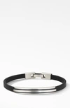 DAVID YURMAN DECO BLACK LEATHER ID BRACELET,B25354MSSBKLEM