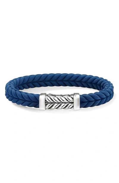 David Yurman Chevron Black Rubber Link Bracelet In Blue