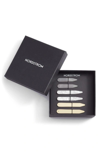 Nordstrom Set Of 3 Collar Stays In White- Goldematite