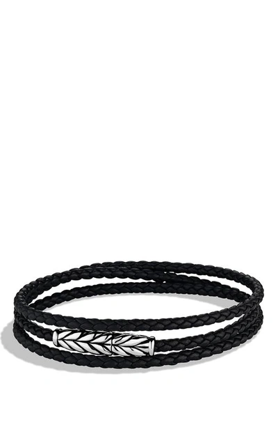 David Yurman Men's Chevron Triple-wrap Leather Bracelet In Black