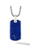 David Yurman Sterling Silver Chevron Lapis Lazuli Tag In Silver