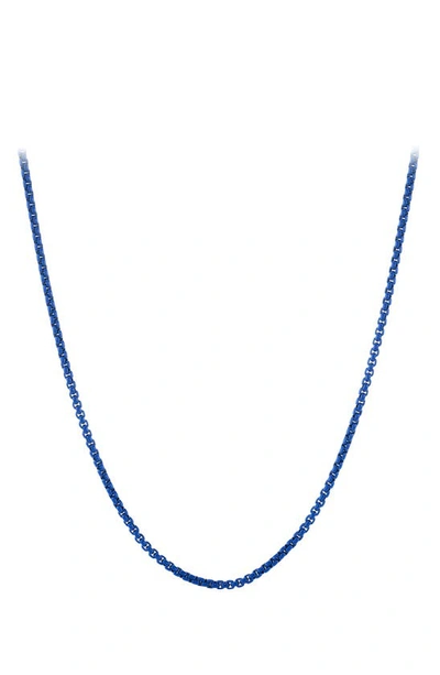 David Yurman 2.7mm Box Chain Necklace In Silver/ Blue
