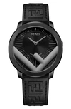 FENDI RUN AWAY LEATHER STRAP WATCH, 41MM,F712611011