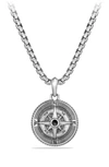 David Yurman Men's Maritime Compass Pendant With Diamonds In Silver, 29.5mm In Silver/ Black Diamond
