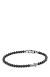 David Yurman Spiritual Beads Cross Bracelet With Black Onyx In Sterling Silver