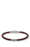David Yurman Spiritual Beads Cross Station Bracelet With Lapis In Silver/ Red Tigers Eye