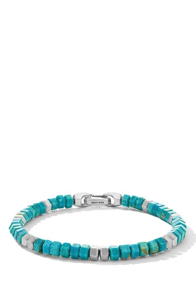 David Yurman Hex Spiritual Beaded Bracelet In Silver/ Turquoise