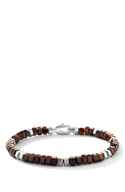 David Yurman Hex Spiritual Beaded Bracelet In Silver/ Red Tigers Eye