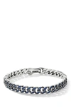 David Yurman Men's 8mm Curb Chain Bracelet With Sapphires And Silver In Blue