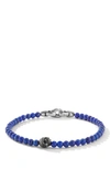 David Yurman Men's Spiritual Beads Sterling Silver & Lapis Lazuli Skull Bracelet In Silver/ Lapis