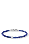 David Yurman Silver And Sapphire 4mm Evil Eye Lapis Lazuli Beaded Bracelet In Silver