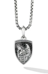 David Yurman Men's Amulets St. Michael Sterling Silver & Pavé Black Diamond Pendant In Silver Pave